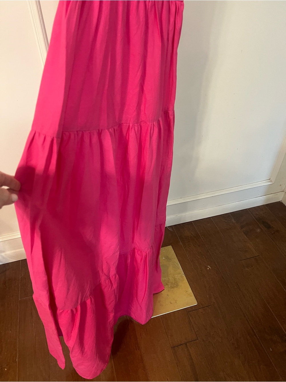 Sleeveless Pink Maxi Dress with Orange Yoke - Picture 5 of 6